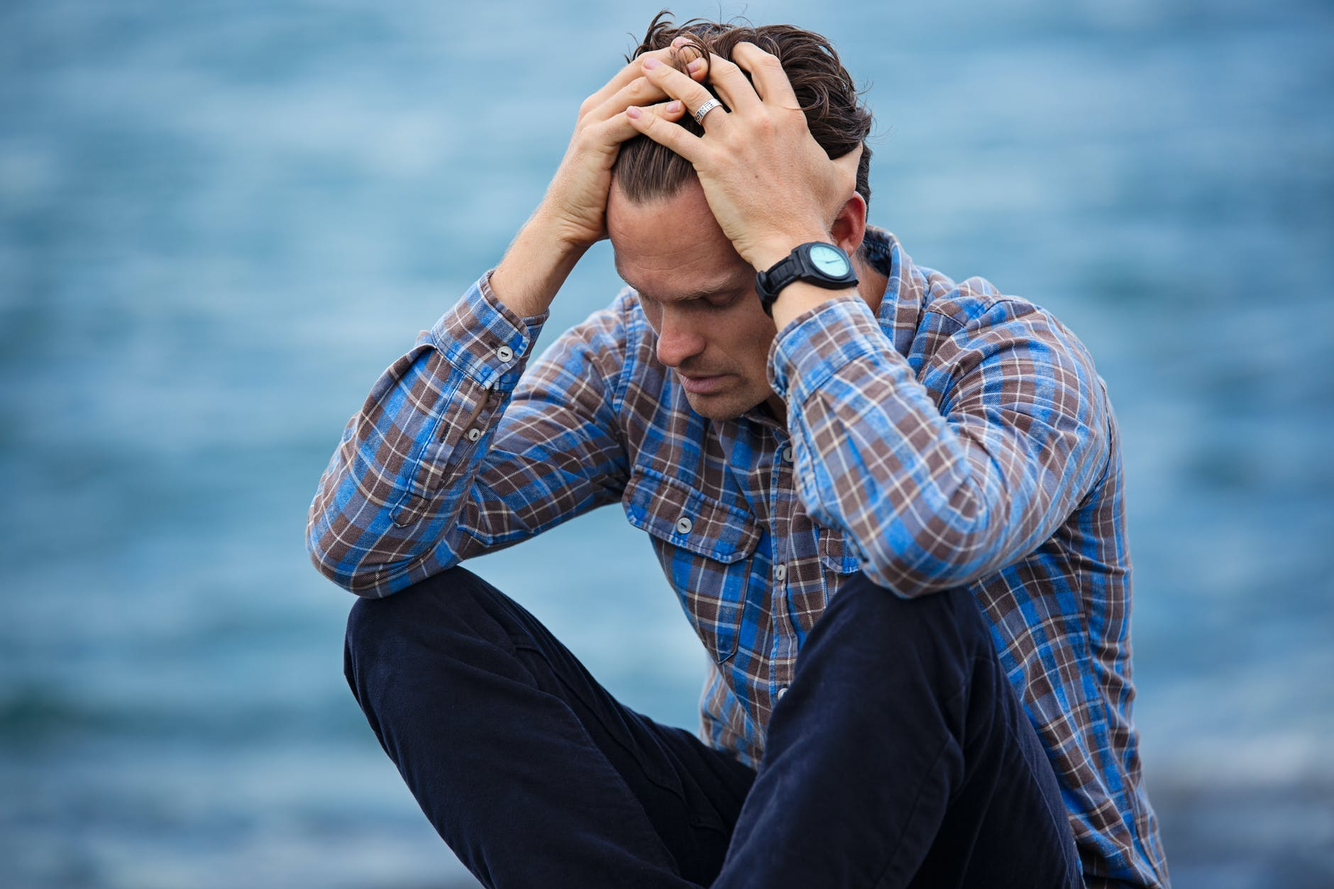 Person sitting in stress