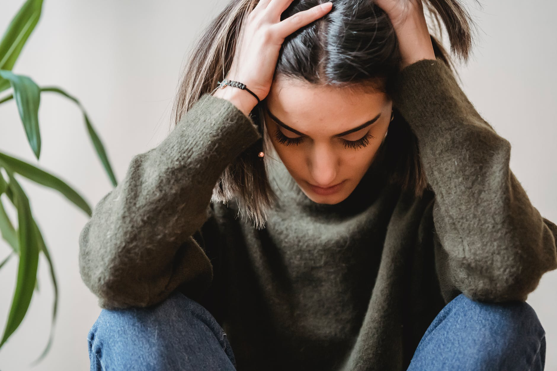 A girl having a headache