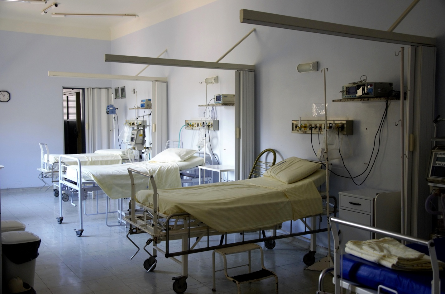 Empty beds in a hospital