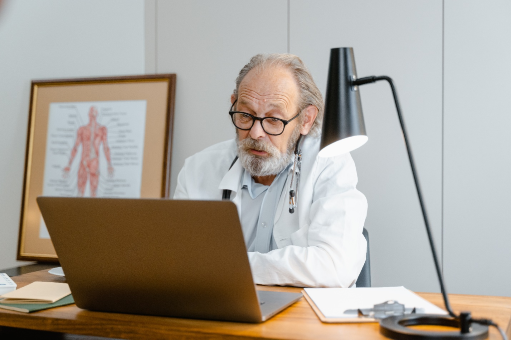 A virtual doctor consulting a patient