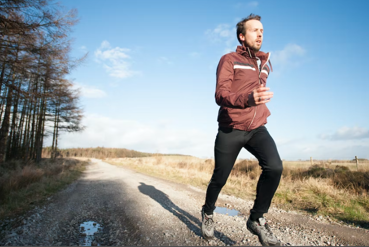 Man jogging on the road. 